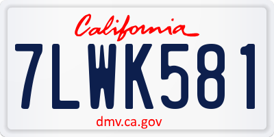 CA license plate 7LWK581
