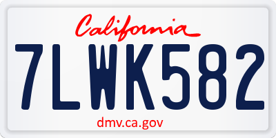 CA license plate 7LWK582