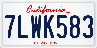 CA license plate 7LWK583