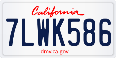 CA license plate 7LWK586