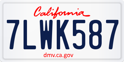 CA license plate 7LWK587
