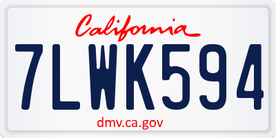 CA license plate 7LWK594