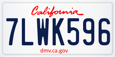 CA license plate 7LWK596