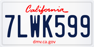 CA license plate 7LWK599