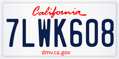 CA license plate 7LWK608