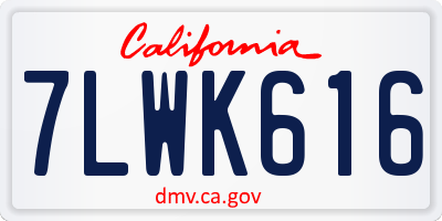 CA license plate 7LWK616