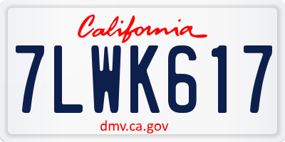 CA license plate 7LWK617