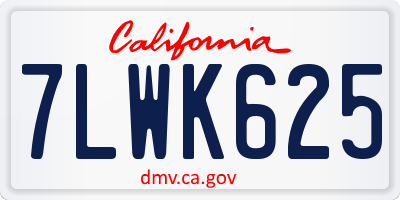 CA license plate 7LWK625