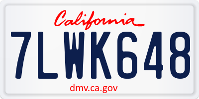 CA license plate 7LWK648