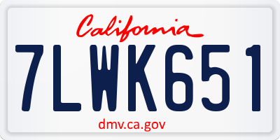 CA license plate 7LWK651