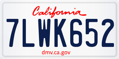 CA license plate 7LWK652