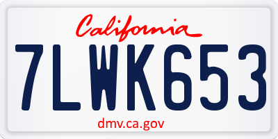 CA license plate 7LWK653