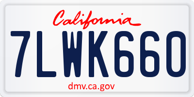 CA license plate 7LWK660