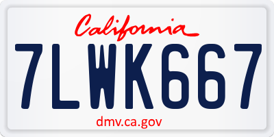 CA license plate 7LWK667