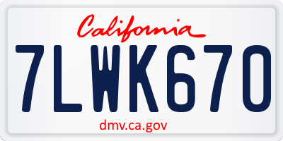CA license plate 7LWK670
