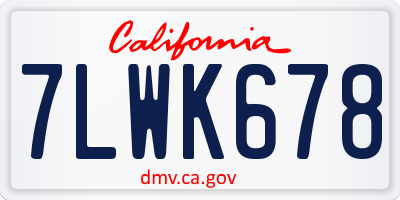 CA license plate 7LWK678