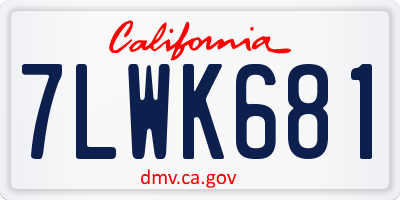 CA license plate 7LWK681
