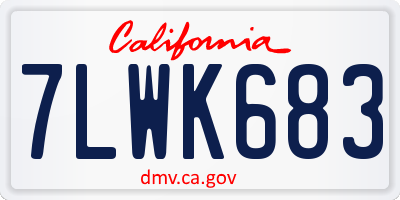 CA license plate 7LWK683