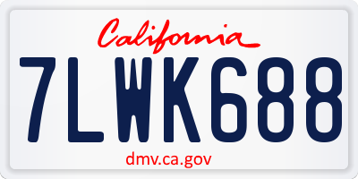 CA license plate 7LWK688