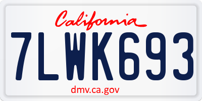 CA license plate 7LWK693