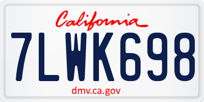 CA license plate 7LWK698