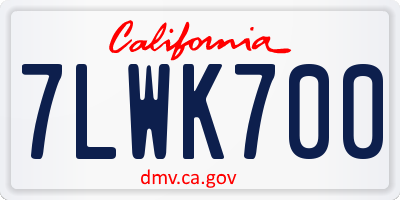 CA license plate 7LWK700