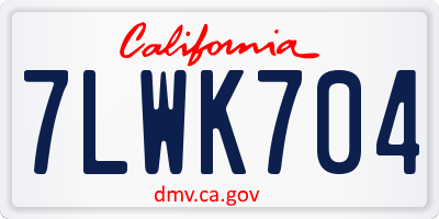 CA license plate 7LWK704