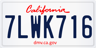 CA license plate 7LWK716