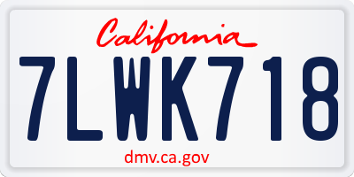 CA license plate 7LWK718