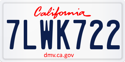 CA license plate 7LWK722
