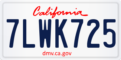 CA license plate 7LWK725