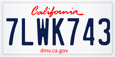CA license plate 7LWK743