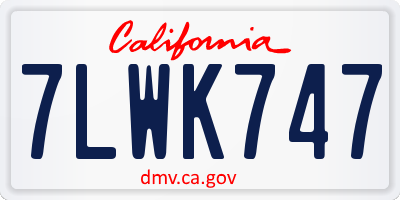 CA license plate 7LWK747