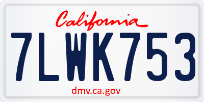 CA license plate 7LWK753