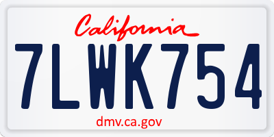 CA license plate 7LWK754
