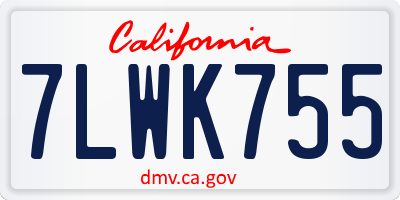 CA license plate 7LWK755
