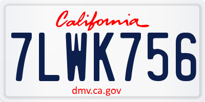CA license plate 7LWK756