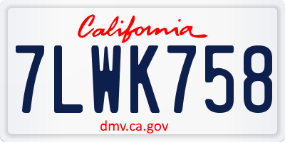 CA license plate 7LWK758