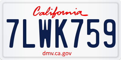 CA license plate 7LWK759