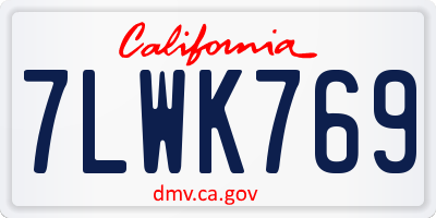 CA license plate 7LWK769