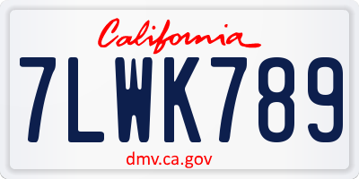 CA license plate 7LWK789