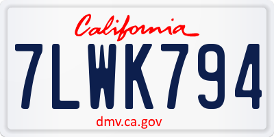 CA license plate 7LWK794