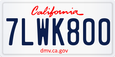 CA license plate 7LWK800