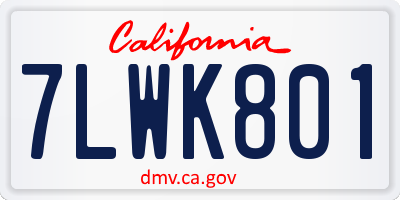 CA license plate 7LWK801