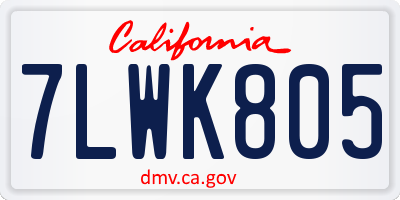 CA license plate 7LWK805