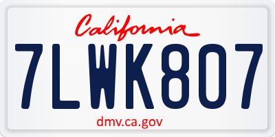 CA license plate 7LWK807