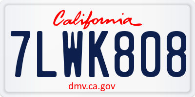 CA license plate 7LWK808