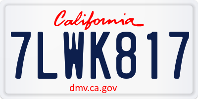 CA license plate 7LWK817