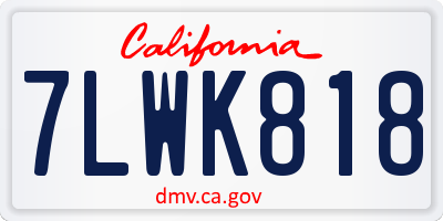CA license plate 7LWK818