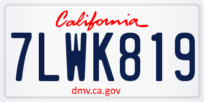 CA license plate 7LWK819